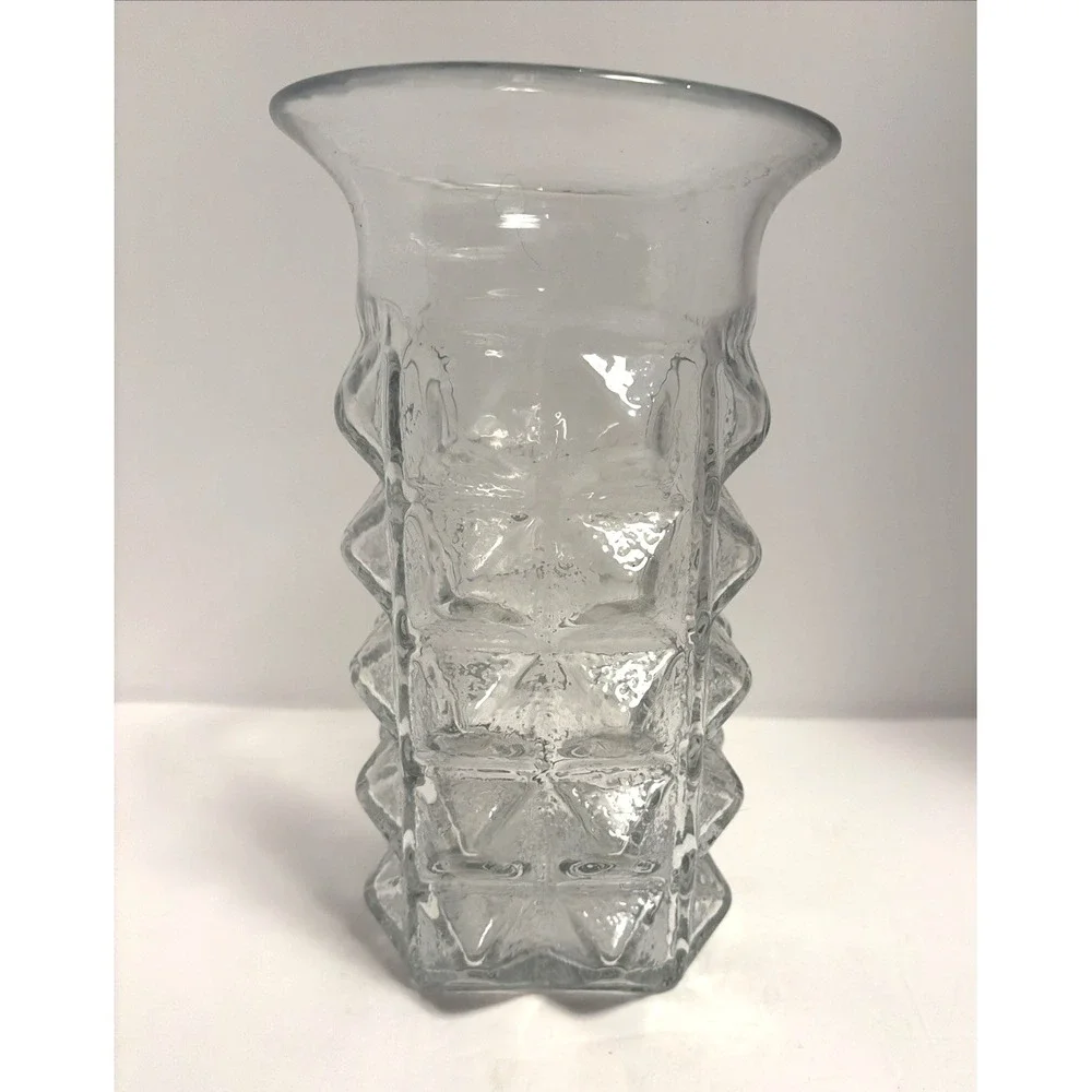 Blenko Don Shepherd Diamonds Vase Glass America 1980s Clear Art Glass
